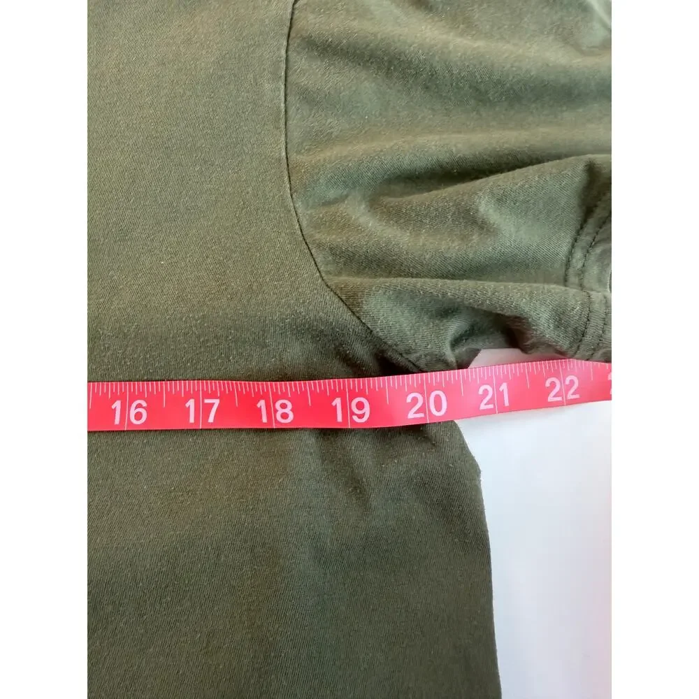 Great American Lakes & Timber USA Flag T-Shirt Large Olive Green Made in USA